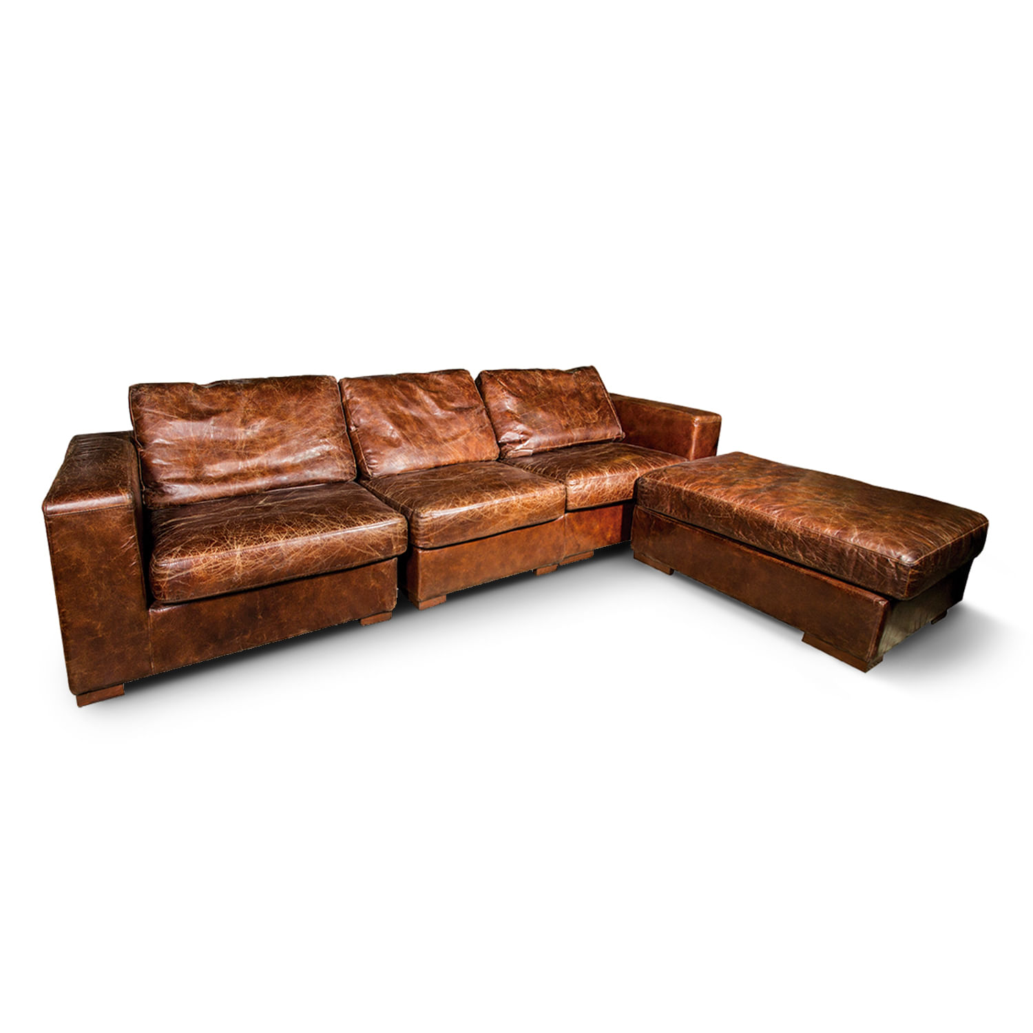sofa cuero en l cafe x 3 compra en